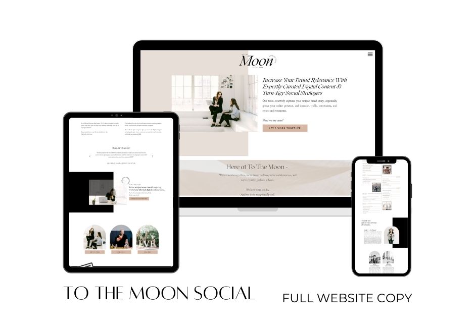 To The Moon Social social website copy